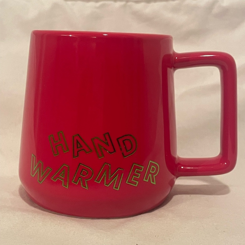 Starbucks Red Ceramic Mug with 'Hand Warmer' Graphic